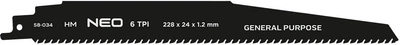 Полотно до шабельної пилки NEO Tools HM 228 x 24 x 1.2 мм 6TPI 58-034 (5906692006182)