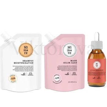 Набор для увлажнения и защиты цвета волос Mimare: Шампунь Mimare Moisturization Shampoo 200 мл + Маска Mimare Color Care Mask 200 мл + Лосьон против выпадения Mimare Energizing 125 мл