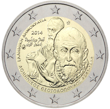 Монета 2 євро 400-та річниця - Смерть Ель Греко (Доменікос Теотокопулос) UNC. Греція 2014