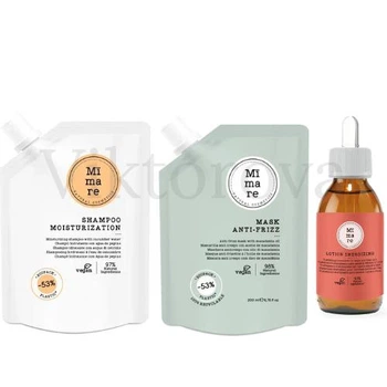 Набор для увлажнения и разглаживания волос Mimare: Шампунь Mimare Moisturization 200 мл + Маска Mimare Anti-Frizz 200 мл + Лосьон против выпадения Mimare Energizing 125 мл