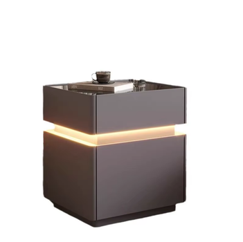 Смарт-тумба для дому XXF02 з LED-підсвіткою, сейфом, бездротове заряджання, Bluetooth, Сіра