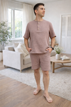 Чоловічий мусліновий комплект футболка з шортами "Capri" COSY L Коричневий (cosy4322793s2)