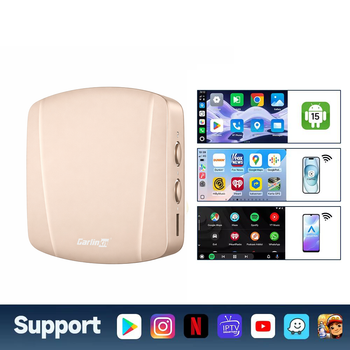 CarlinKit 2025 SM6350 – современный автомобильный Android 15 + беспроводной CarPlay и Android Auto 8/128ГБ Gold