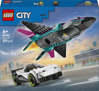 Zestaw klocków LEGO CITY Odrzutowiec kontra samochód 259 elementów (60489)