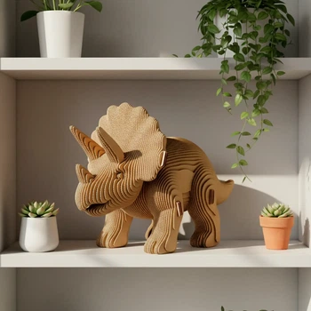 3D Пазл Конструктор Картонный Cartonic Трицератопс Динозавр (Triceratops Collectible) 105 деталей