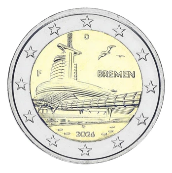 Монета Германия 2 евро 2026 Биметалл UNC D Дом климата Бремерхафена в г. Бремен