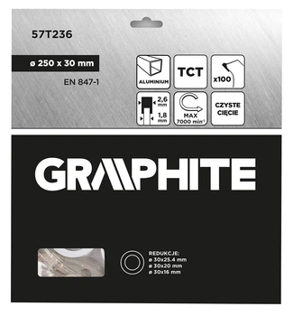 Диск побідитовий Graphite для пилки 250 x 30 мм (5902062118660)