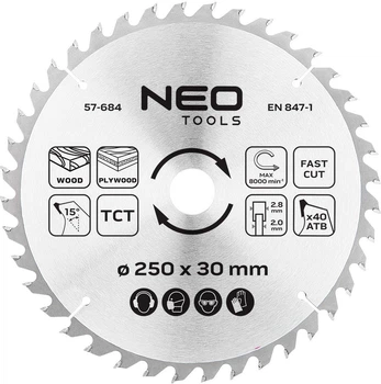 Диск побідитовий Neo Tools для пилки 250 x 30 мм (5906692011865)