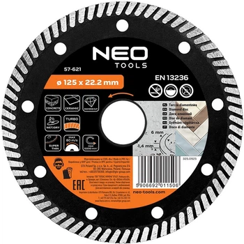 Диск алмазний Neo Tools Turbo 125 x 22.2 мм (5906692011506)