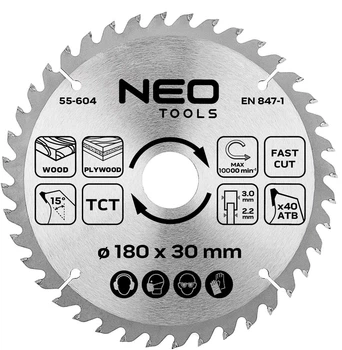 Диск побідитовий Neo Tools для пилки 180 x 30 мм (5906692004119)