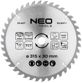 Диск побідитовий Neo Tools для пилки 315 x 30 мм (5906692004140)