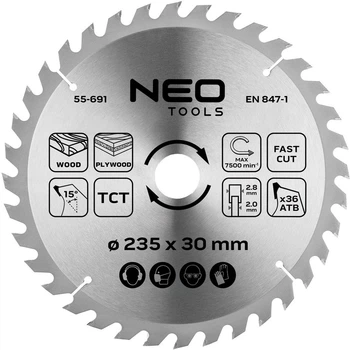 Диск побідитовий Neo Tools для пилки 235 x 30 мм (5906692004249)