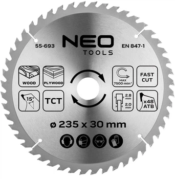 Диск побідитовий Neo Tools для пилки 235 x 30 мм (5906692004263)