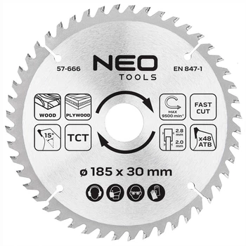 Диск побідитовий Neo Tools для пилки 185 x 30 мм (5906692011742)