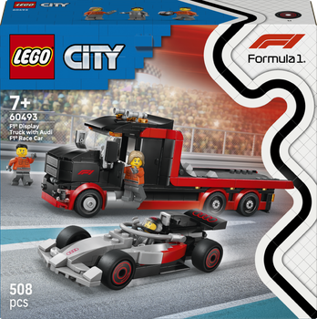 Zestaw klocków LEGO City Ciężarówka F1 z bolidem Audi F1 508 elementów (60493)