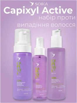 Набір проти випадіння волосся Soika 3в1 Capixyl Active Шампунь пінний + Маска + Сироватка
