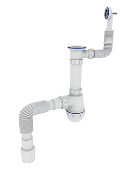 Сифон для кухонной мойки из нержавеющей стали Zerix 1 1/2"x40 с переливом (5085)