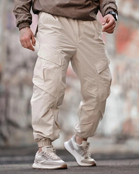 Карго штани чоловічі RONIN бежеві ВТ5310, плащівка нейлон, джогери, весняні XXL