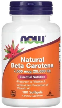 Вітамін A Now Foods Beta Carotene Natural 25000 IU 180 м'яких капсул (733739003225)