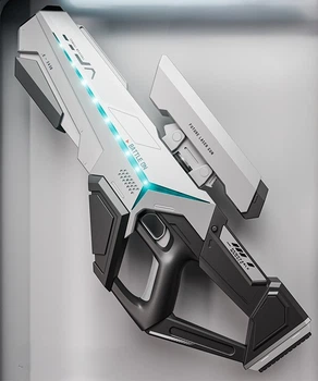 Водяний автомат акумуляторний бластер 56 см Water Gun з LED-пісвіткою на 750 мл електричний з автоматичним забором води білий