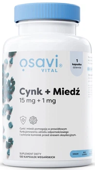 Kompleks mineralny Osavi Cynk + Miedź 15 mg + 1 mg 120 kapsułek (5904139921425)