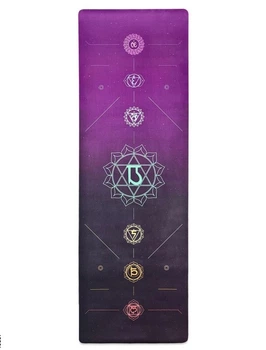 Коврик для йоги и фитнеса EasyFit Chakra Flow (замша + каучук) 183×61×0,3 см противоскользящий, Фиолетово-черный (EF-1926-4)