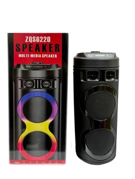 Колонка музыкальная портативная ZQS6220 20 Вт 2x6,5" Bluetooth USB TF FM с микрофоном и LED-дисплеем (6494)