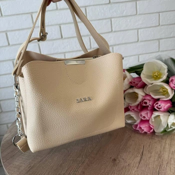 Жіноча міні сумочка стиль Зара, яскрава сумка на плече стиль Zara сіра біла молочна Кремовий