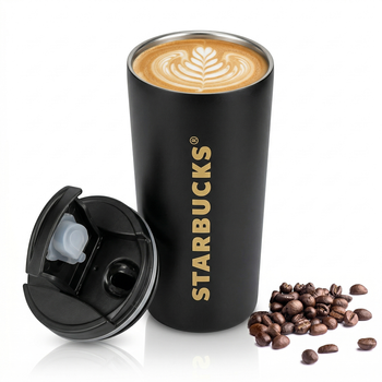 Термокружка для кави чаю термос Kayfovo з написом Starbucks з нержавіючої сталі термостакан туристична чашка з кришкою Black