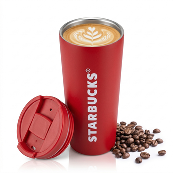 Термокружка для кави чаю термос Kayfovo з написом Starbucks з нержавіючої сталі термостакан туристична чашка з кришкою Red