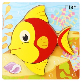 Дерев’яний пазл для дітей Рибка Fish 15×15 см розвиваюча іграшка дитячий пазл морський світ сортер для малюків