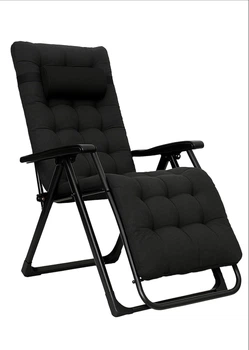Кресло-шезлонг 178×64×110 см до 150 кг LEOBRO Zero Gravity Premium Plus Раскладной шезлонг с подушкой, матрасом и подстаканником для кемпинга, отдыха на природе или даче Черный