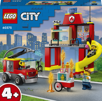 Конструктор LEGO City Пожежне депо та пожежна машина 153 деталі (60375)