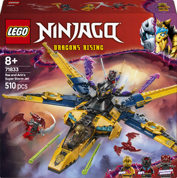 Zestaw klocków LEGO Ninjago Ras i burzowy superodrzutowiec Arina 510 elementów (71833)