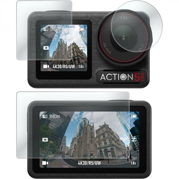 Загартоване захисне скло на екрани та лінзу для DJI Osmo Action 5 Pro Telesin S6-FLM-10-TDJ