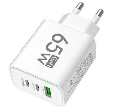 Сетевое зарядное устройство 65W / 2xUSB-C / 1xUSB-A / White