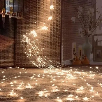 LED-гірлянда «Кінський хвіст» 400 діодів, 20 ниток, тепле біле світло, USB + мережа