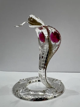 Фигурка Crystal Змея кобра 10х8 см 1602377 цвет серебро красный камень