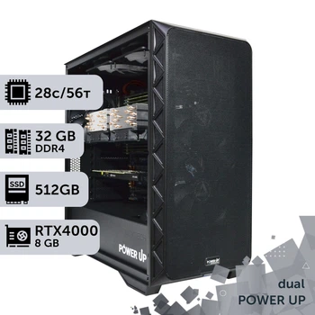 Двухпроцессорная рабочая станция PowerUp #589 Xeon E5 2680 v4 x2/32 GB/SSD 512GB/NVIDIA Quadro RTX4000 8GB для 3D моделирования видеомонтажа рендеринга для инженеров и архитекторов