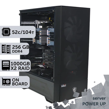 Сервер двухпроцессорный TOWER PowerUp #102 Intel Xeon Platinum 8270 x2/256 GB/SSD 1TB х2 сборка для бухгалтерии документооборота хранения данных работы с 1С