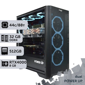 Двухпроцессорная рабочая станция PowerUp #580 Xeon E5 2699 v4 x2/32 GB/SSD 512GB/NVIDIA Quadro RTX4000 8GB для 3D моделирования видеомонтажа рендеринга для инженеров и архитекторов