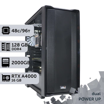 Двухпроцессорная рабочая станция PowerUp #608 Intel Xeon Platinum 8260 x2/128 GB/SSD 1TB/NVIDIA Quadro RTX A4000 16GB для 3D моделирования видеомонтажа рендеринга для инженеров и архитекторов