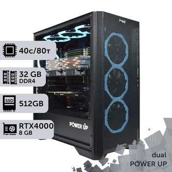 Двухпроцессорная рабочая станция PowerUp #588 Xeon E5 2673 v4 x2/32 GB/SSD 512GB/NVIDIA Quadro RTX4000 8GB для 3D моделирования видеомонтажа рендеринга для инженеров и архитекторов