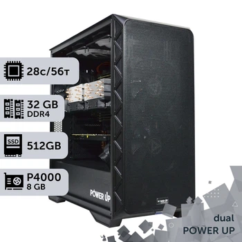 Двухпроцессорная рабочая станция PowerUp #592 Xeon E5 2680 v4 x2/32 GB/SSD 512GB/NVIDIA Quadro P4000 8GB для 3D моделирования видеомонтажа рендеринга для инженеров и архитекторов