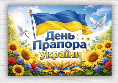 Бумажный плакат "День флага Украины" 110х75 см