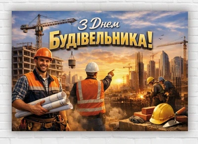 Паперовий плакат "День будівельника" 110х75 см