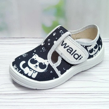 Детские тапочки для девочки Waldi 24 15 см чёрные с белым 36560