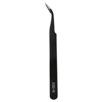 Пінцет Tweezers ESD-15, вигнутий 120мм, сталевий, антистатичний, гострий