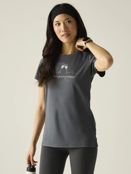 Спортивная футболка для треккинга женская Regatta Womens Fingal Slogan T-Shirt RWT369-EN9 34 Серая (5063516364382)