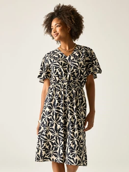 Платье миди летнее женское Regatta Womens Elona Dress RWD123-ZZX 34 Белое с черным (5063516443780)